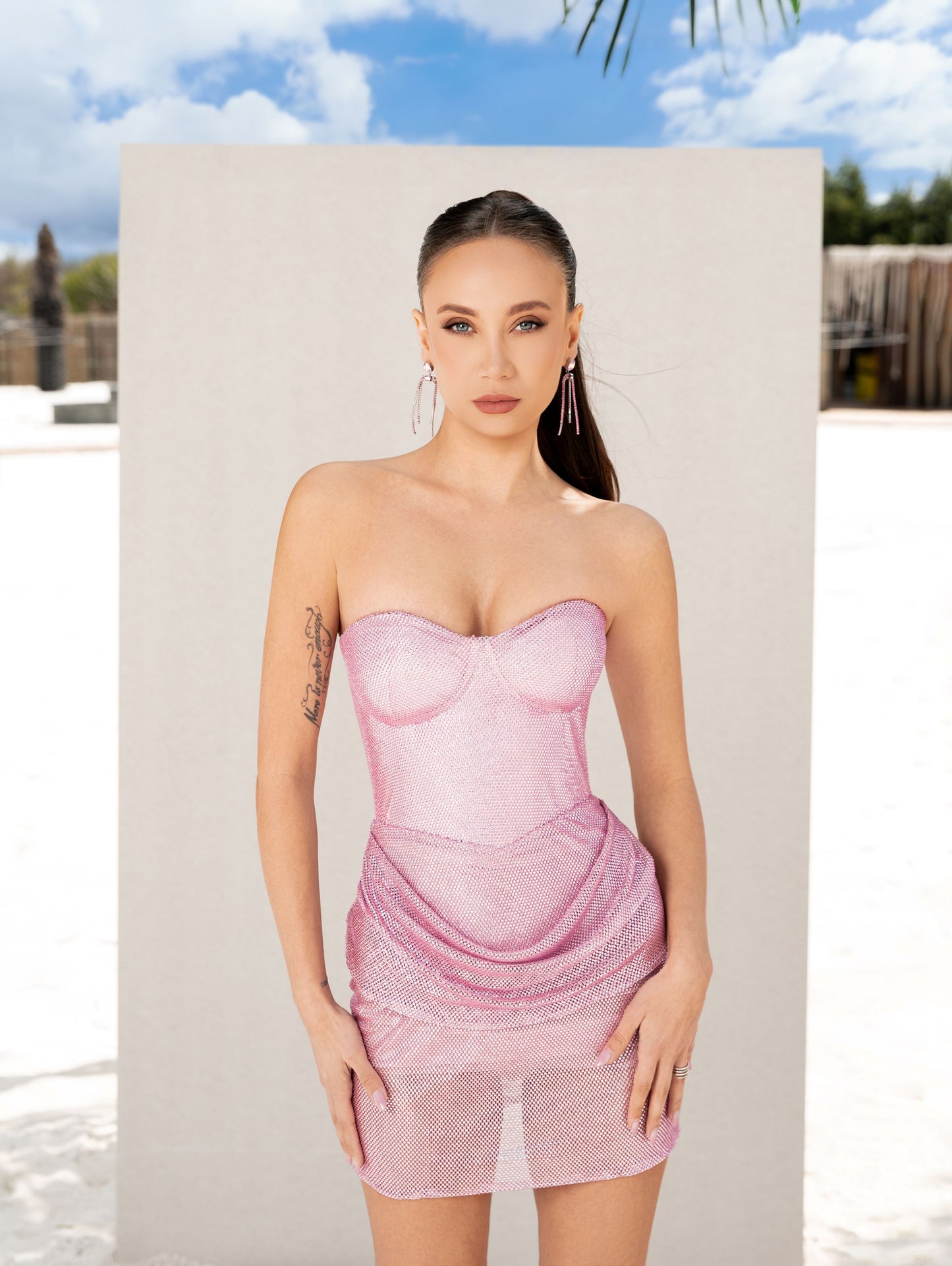 Рокля с кристална мрежа "PINK DESIRE"